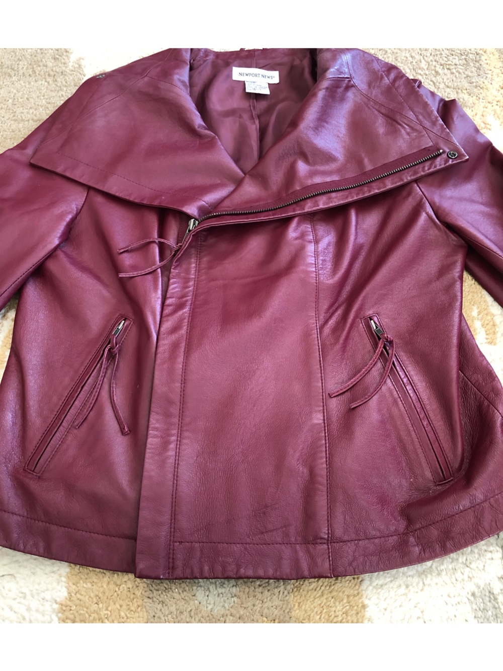Newport News Vintage Genuine Leather Dark Red Jacket Women’s Sz 12 Gorgeous! - Picture 4 of 16